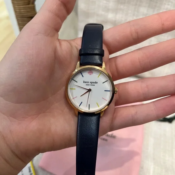 Kate Spade Gold-Tone Watch with Black Strap